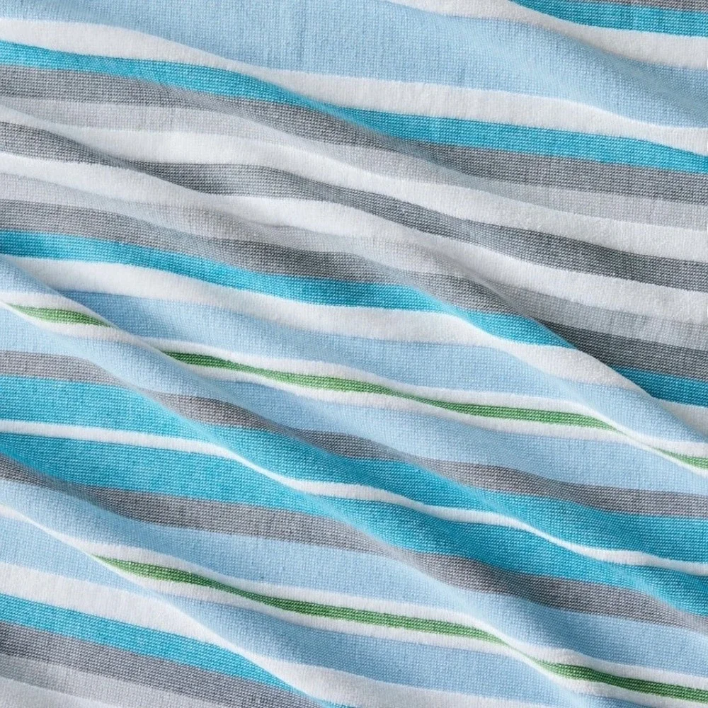 BHG 2PC Blue Gray St Tropez Stripe Beach Towels 6x3 Oversized Vacation Pool Soft
